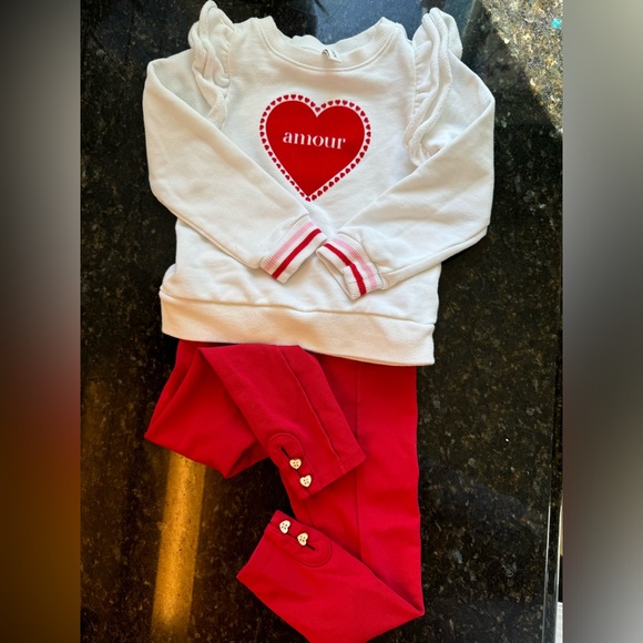 Janie and Jack sweatshirt with Heart Size 4t ( like 3t ) NEW and FREE J&J pants - Picture 3 of 4